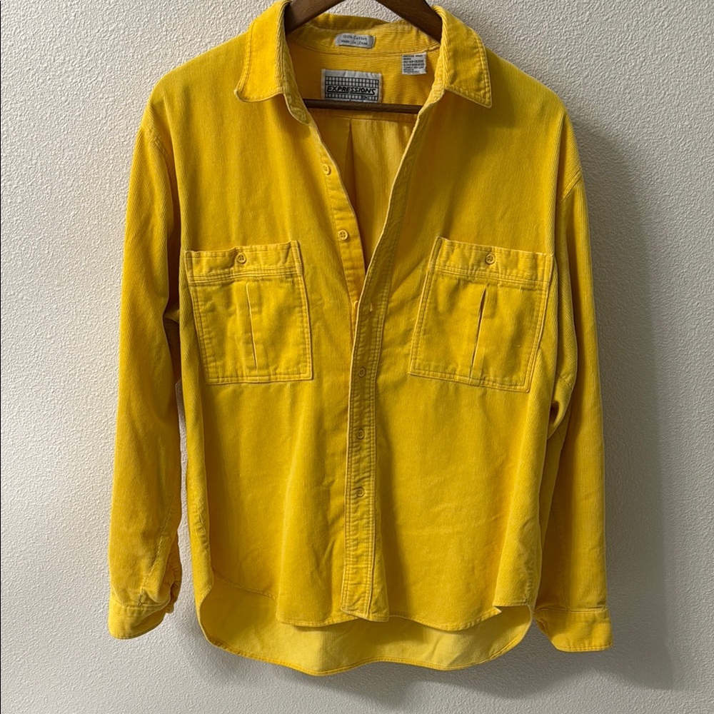 Vintage Expressions Corduroy Button Down Shirt- Mens Large - 100% Cotton